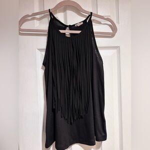 Ecote black fringe sleeveless top size XS